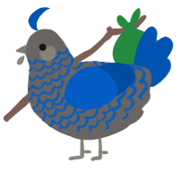 A grey and ultramarine chicken with a lace pattern