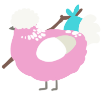 A pink and white chicken with a neck-speckle pattern