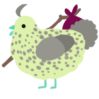 A apple and ash chicken with a speckle pattern