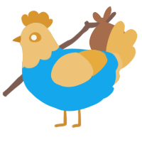 A sky and honey chicken with a head pattern