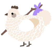 A cream chicken with a lace pattern