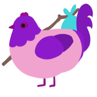 (unnamed), a pink and violet chicken with a head pattern