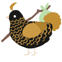 A sable and gold chicken with a lace pattern