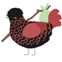 A sable and red chicken with a lace pattern