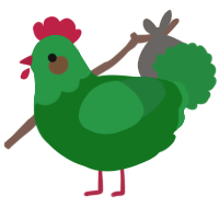 A leaf and viridian chicken with a head pattern