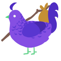 A blurple and indigo chicken with a half-lace pattern