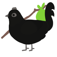 A black chicken with a head pattern