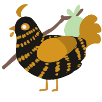 A sable and ochre chicken with a bar pattern