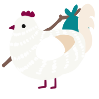 A white and cream chicken with a bar pattern