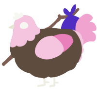 A bark and pink chicken with a head pattern