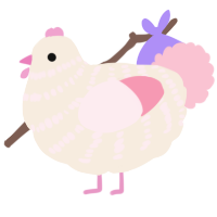 A cream and rose chicken with a bar pattern