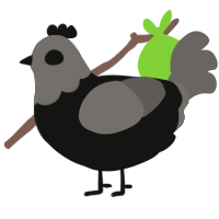 A black and grey chicken with a head pattern