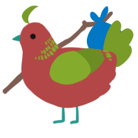 A red and chartreuse chicken with a neck-band pattern