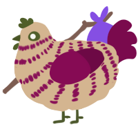 A beige and wine chicken with a bar pattern