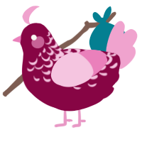 A maroon and pink chicken with a half-lace pattern