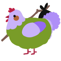 A chartreuse and lilac chicken with a head pattern