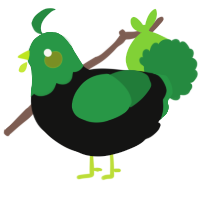 A black and viridian chicken with a head pattern