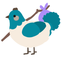 A cream and sea chicken with a head pattern