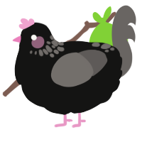 A black and grey chicken with a neck-speckle pattern