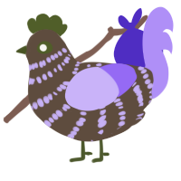 A bark and lilac chicken with a bar pattern