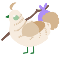 A cream and beige chicken with a half-bar pattern