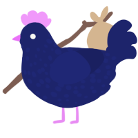 A navy chicken with a speckle pattern
