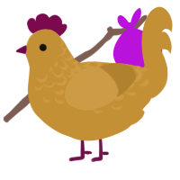 A gold chicken with a half-lace pattern