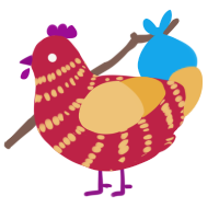 A crimson and honey chicken with a bar pattern