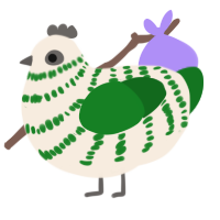 A cream and leaf chicken with a bar pattern
