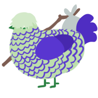 A gluppy and indigo chicken with a lace pattern