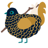 A tumblr and gold chicken with a lace pattern