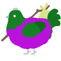 A amethyst and leaf chicken with a head pattern