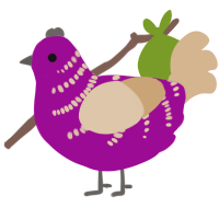 A plum and beige chicken with a half-bar pattern