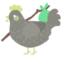 A ash chicken with a speckle pattern