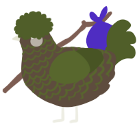 A bark and olive chicken with a lace pattern