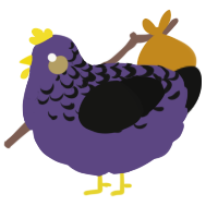 A overcast and black chicken with a half-lace pattern
