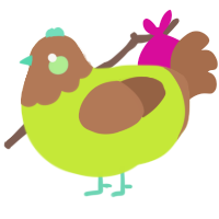 A lime and brown chicken with a head pattern