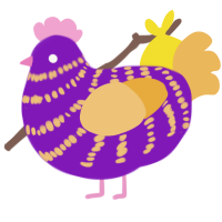 A violet and honey chicken with a bar pattern