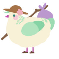A cream and mint chicken with a neck-band pattern