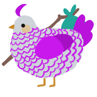 A mist and amethyst chicken with a lace pattern