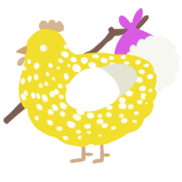 A yellow and white chicken with a speckle pattern