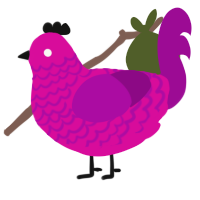 A fuchsia and plum chicken with a lace pattern