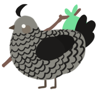 A ash and sable chicken with a lace pattern