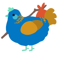 A sapphire and ochre chicken with a neck-band pattern