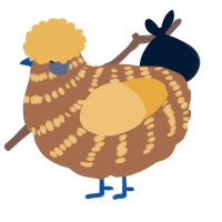 A brown and honey chicken with a bar pattern