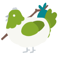 A white and chartreuse chicken with a head pattern