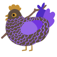 A bark and blurple chicken with a lace pattern