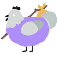 A lilac and silver chicken with a head pattern
