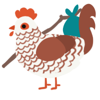 A white and russet chicken with a lace pattern
