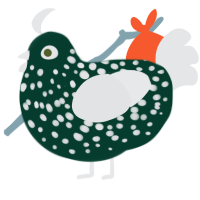 A rose and sable chicken with a speckle pattern